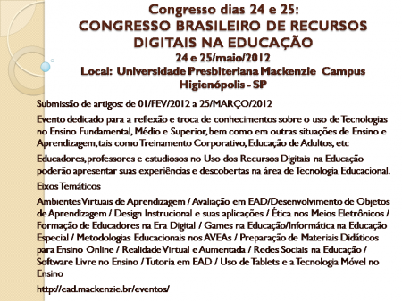 Congresso Brasileiro de Recursos Digitais na educação
